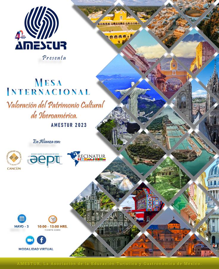 recinatur's tweet photo. Marcelo De La Rosa (Chile) es invitado a MESA INTERNACIONAL "Valorización del Patrimonio Cultural y Natural de Iberoamérica". Organizado por
@Amestur
, (Asociación de la Educación Turística y Gastronómica de México), U. Anáhuac Cancún México, A.E.P.T. España  y
@recinatur https://t.co/GgzMIRBBwW