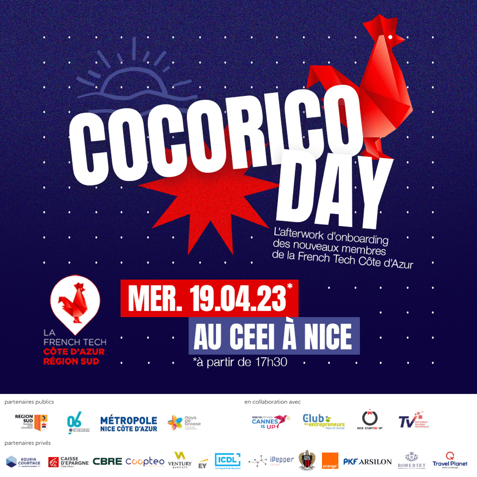 InvestCotedAzur's tweet photo. #RDVTech : La @FrenchTechCdA organise le Cocorico Day au @CEEINCA le 19 avril.
Un afterwork pour mieux découvrir l'écosystème Tech azuréen.
👉 https://t.co/jlcsna0TmD
#InvestinNiceCotedAzur https://t.co/Ikf5fvEXN6
