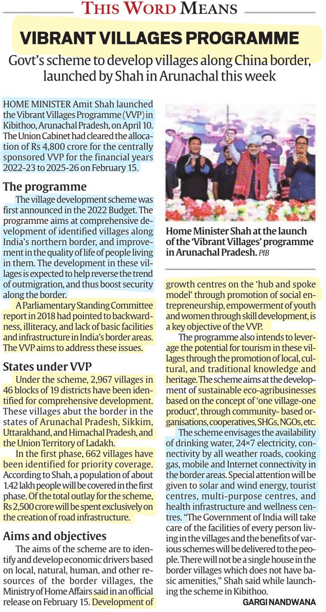 imRavikantYadav's tweet photo. 'Vibrant Villages Programme'
:Details
#VibrantVillagesProgram
#Kibithoo #ArunachalPradesh
#NorthEast #border #Village #development #Security
#UPSC #UPSC2023
Source: IE https://t.co/iQRAiJcDPm