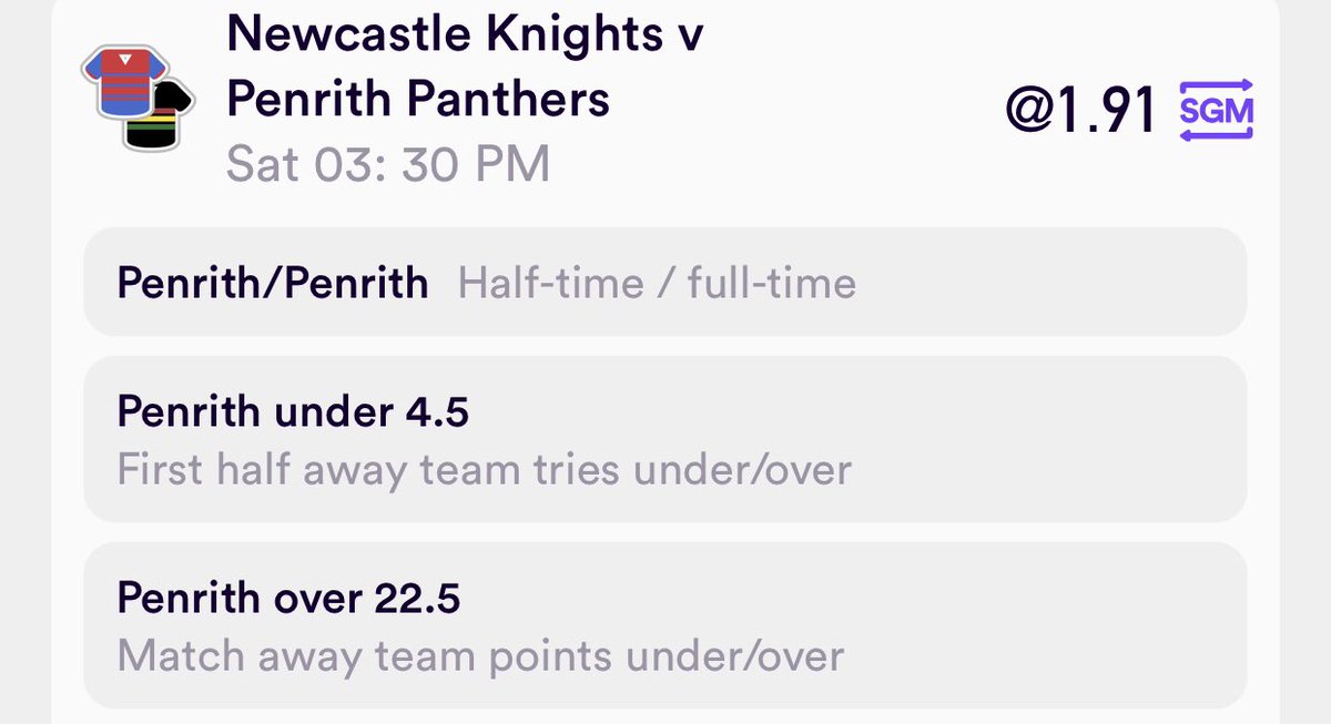 PJPicks_'s tweet photo. 2.5 units 

#NRLKnightsPanthers #NRL #GamblingTwitter https://t.co/Lvp1OuiMxS