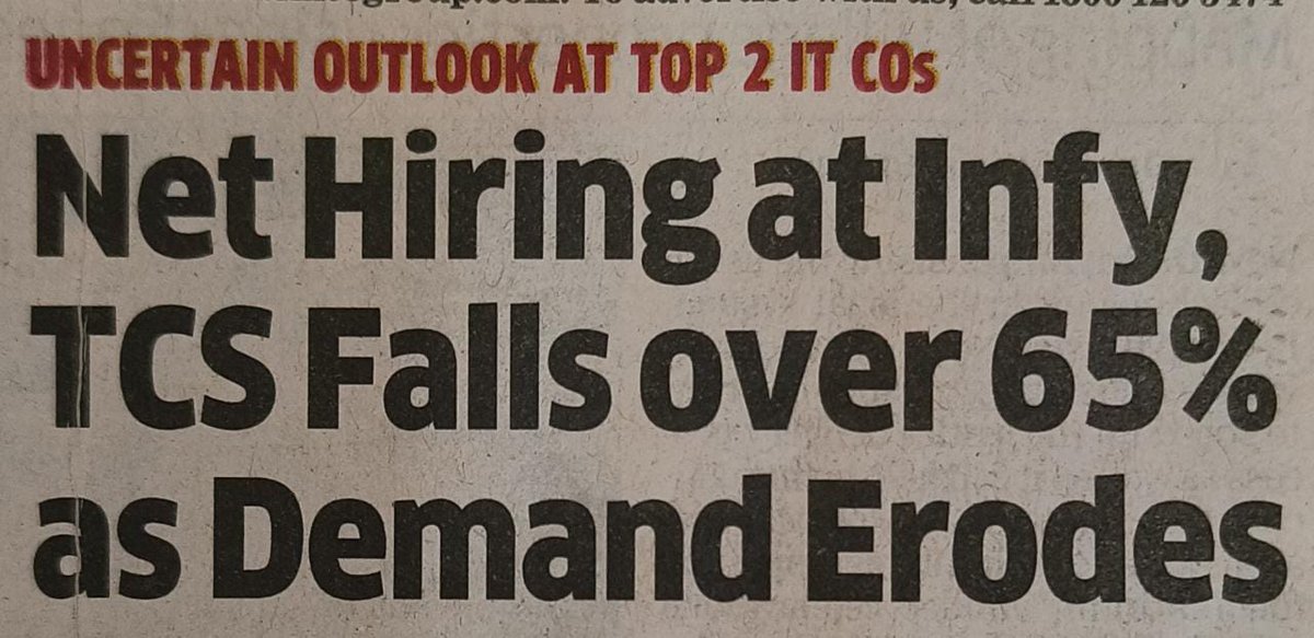 Webinar_Stores's tweet photo. Net Hiring at Infy TCS Falls over 65% as Demand Erodes
#PAKvNZ #LISA #Ballina #letsdance  #TCSS2023 #Beckysangels #TREASURE #HELLO_TOUR_IN_MANILA https://t.co/3uJ4A7VI5A