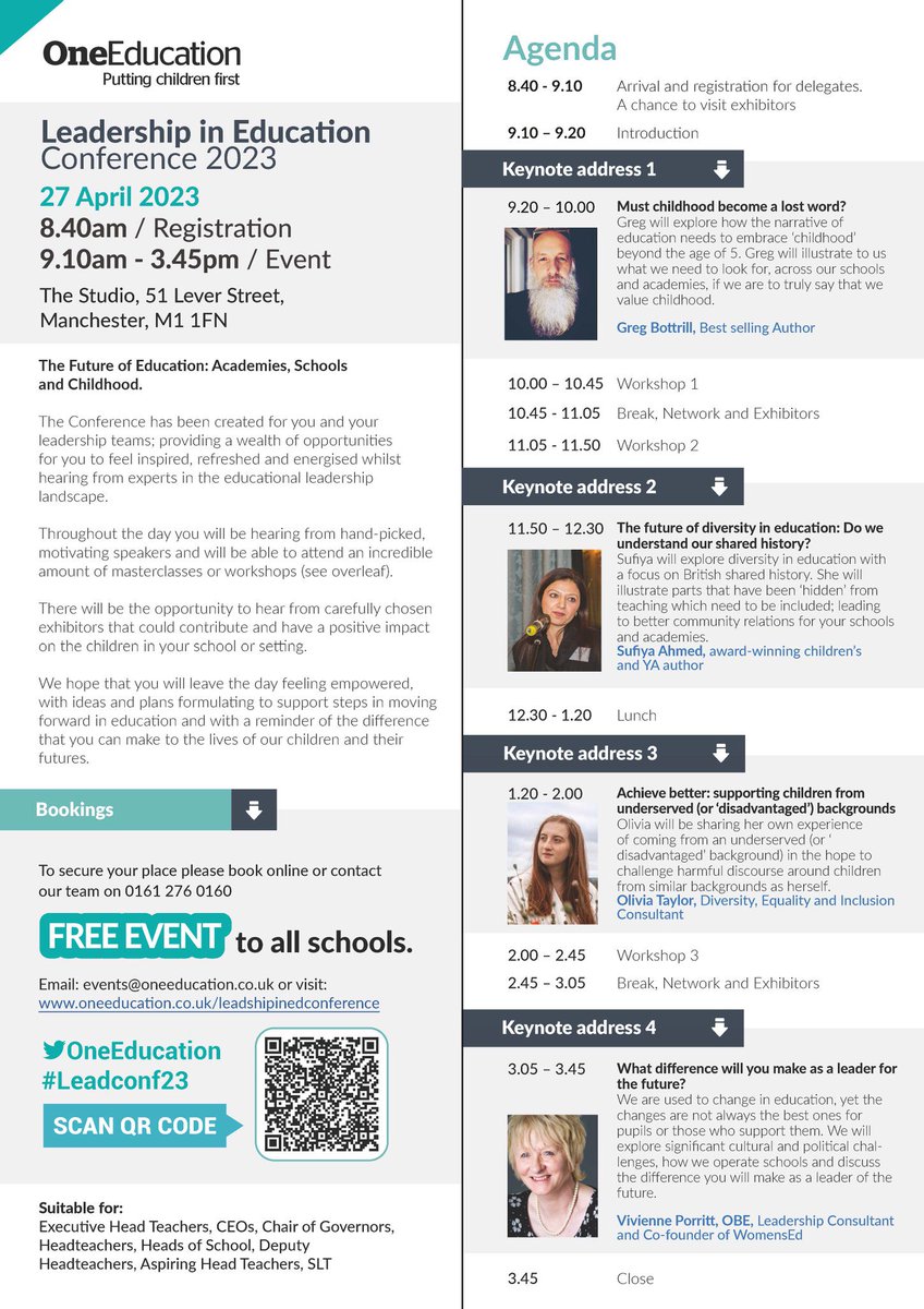 12 days until #leadconf23

Focusing on the future of education for schools, academies &amp; childhood with <a href="/ViviennePorritt/">Vivienne Porritt OBE FCCT FRSA</a> <a href="/canigoandplay/">Can I Go And Play Now?</a> <a href="/sufiyaahmed/">sufiya ahmed</a> &amp; <a href="/OliviaLTaylor99/">Olivia Taylor</a> 

Amazing venue, food &amp; speakers!

Limited FREE places. 
Book here: bit.ly/3jtKTBH