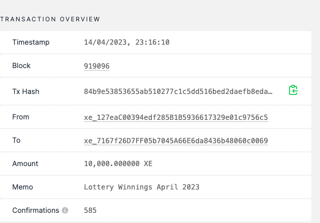 Congrats to the owner of the lucky node xe_7167f! Enjoy your vacation trip .. or hodl it and buy a mansion later. Next month it will be me🤞 $EDGE $XE