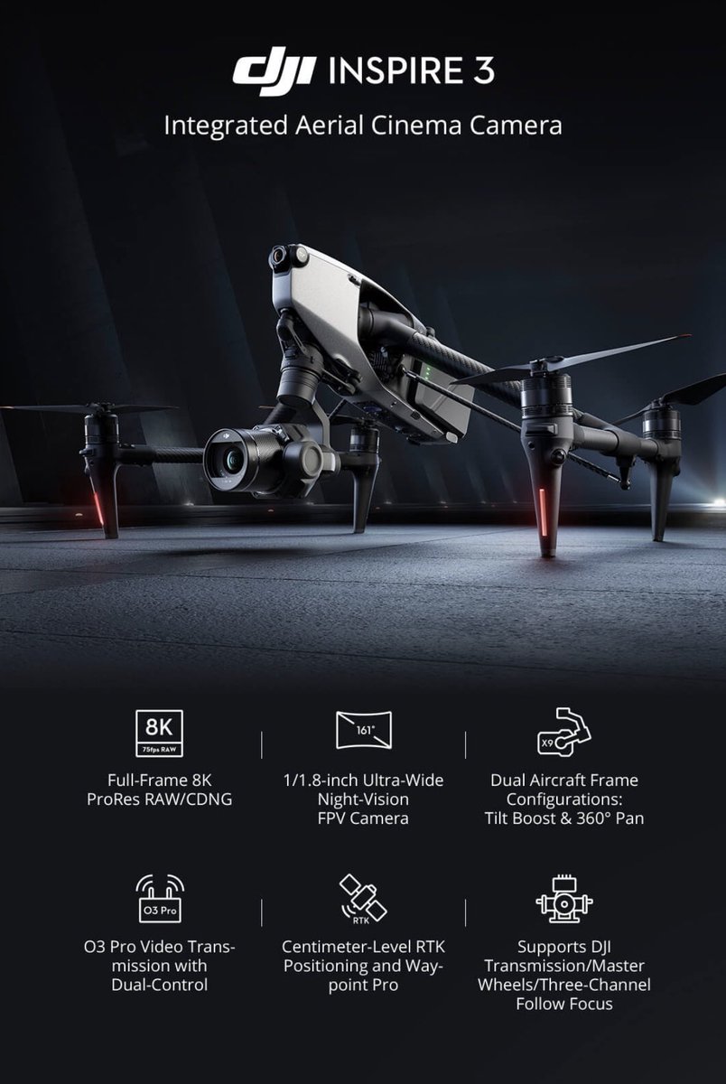 DJI Inspire 3

#dji #inspire #inpire3 #8K #fpvcamera #aerial #drone #uav #pilot #uavmapping #pro #highres #prores #raw #DLMountlenses #cinema #rcplus #O3provideo
#15kmtransmission #60fps