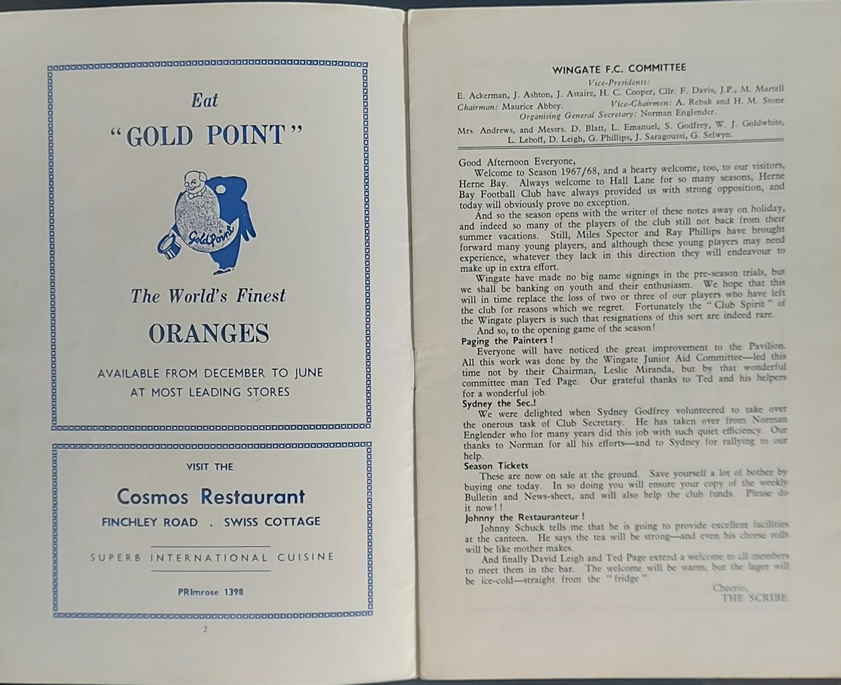 TonyHom33's tweet photo. Today, @HerneBayFC travel to the #MauriceRebakStadium to face @WinFinchleyFC in their penultimate game of the @IsthmianLeague season.
56 years ago #TheBay were at #HallLane to play #WingateFC in an #AthenianLeague Div II match.
@NonLgeProgs
@NonLeagueCrowd https://t.co/kAfrpiaOWz