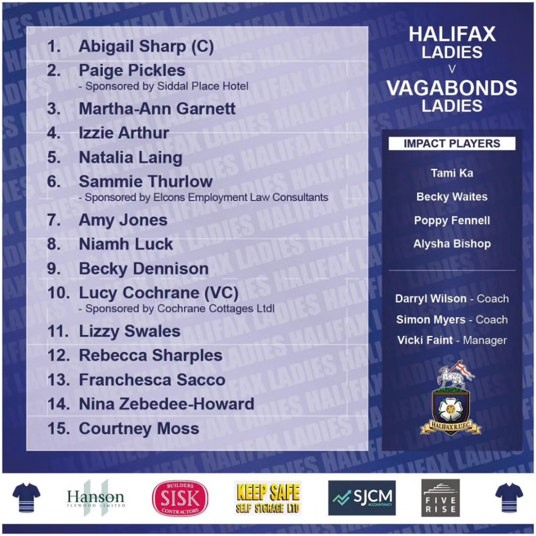 Halifax Ladies & Girls RUFC (@halifaxladies) on Twitter photo Here's your line-up for today's final match of the season against <a href="/VagabondsRugby/">Vagabonds Ladies Rug</a> π
We're looking forward to another cracking game against Vagas and the chance to celebrate another fab season!
Hope to see you down there with a slightly earlier kick off of half 1! Here's your line-up for today's final match of the season against <a href="/VagabondsRugby/">Vagabonds Ladies Rug</a> π
We're looking forward to another cracking game against Vagas and the chance to celebrate another fab season!
Hope to see you down there with a slightly earlier kick off of half 1!