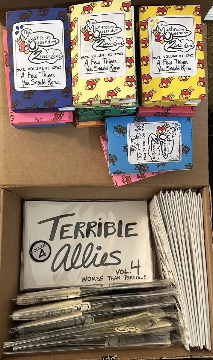 TerribleAllies's tweet photo. Just packing up some zines for the Small Comics Expo, part of the Peninsula Libraries Comics &amp; Art Festival~

Join me (@MushrooQueendom x @terribleallies) on Saturday 4/15 at the Burlingame Community Center (850 Burlingame Ave) from 10-4 for indie comics &amp; zines &amp; other things~✨ https://t.co/fPgXCPFqZE