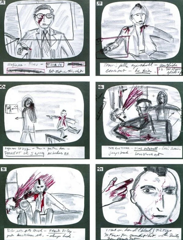 ATRightMovies's tweet photo. MARTIN SCORSESE's hand drawn storyboards for the final shootout scene in TAXI DRIVER (1976). https://t.co/b7rvPkKCbE
