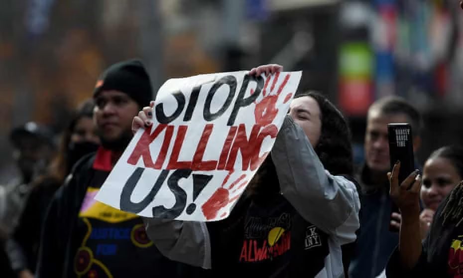 P4JH_'s tweet photo. It has been 32 years since the Royal Commission into Aboriginal Deaths in Custody was handed down. 

Today, we mourn 540 Aboriginal and Torres Strait Islander people have died in custody since the Royal Commission was handed down.

Implement the recommendations. Stop killing us. https://t.co/jVV9U86Fti