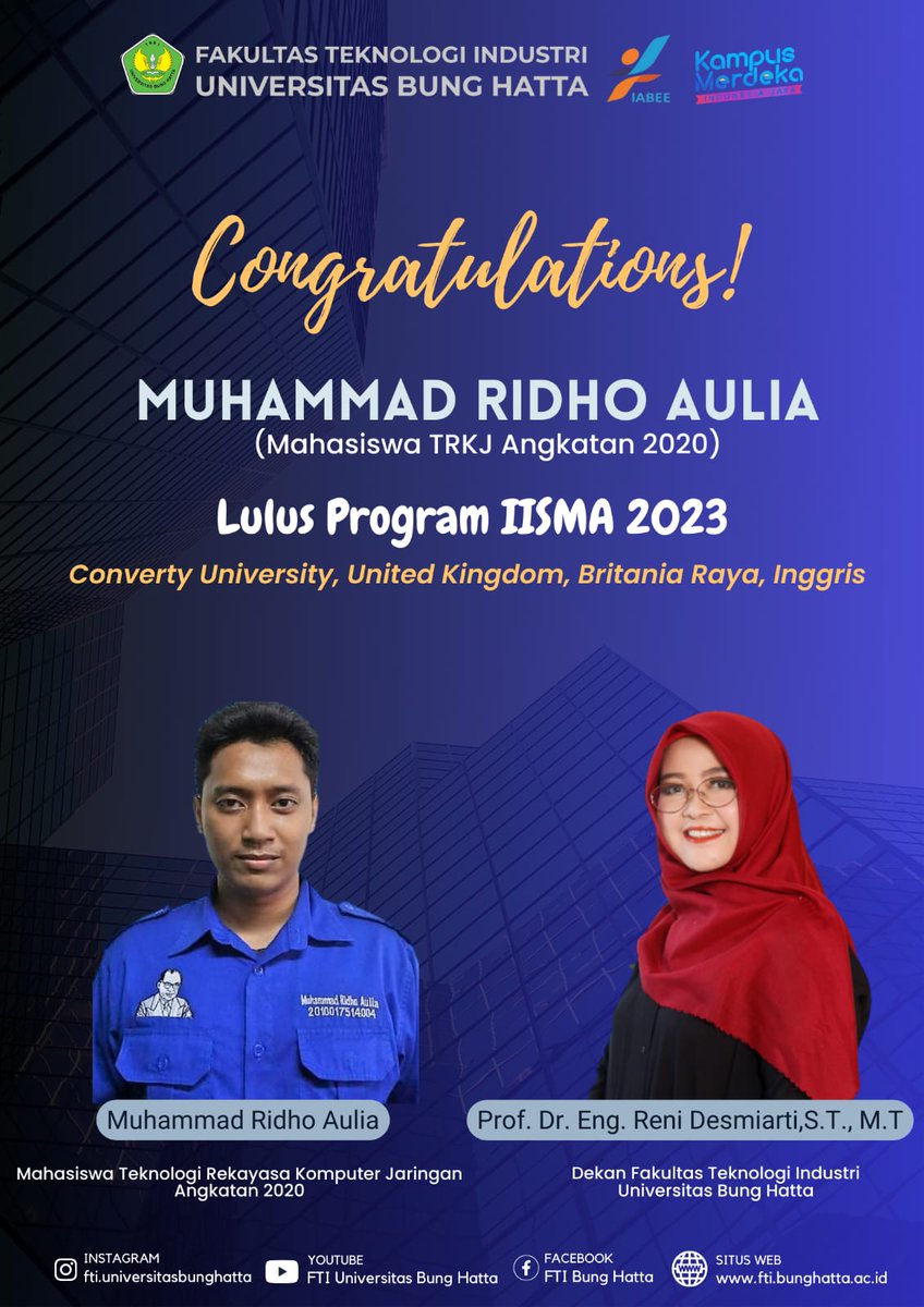 beritabunghatta's tweet photo. Selamat kepada Muhammad Ridho Aulia, Lulus Program IISMA 2023 https://t.co/JotStGhG0S https://t.co/BMSOD9FajB