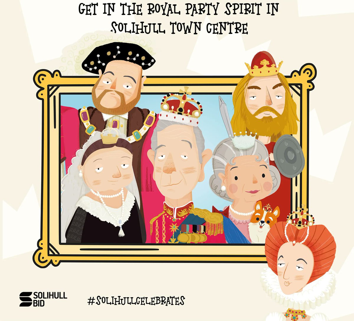 SolihullBID's tweet photo. 👑 Get in the Royal party spirit in #Solihull town centre with our special King's Coronation sticker trail starting two weeks today!

Running until May 7th, kids can visit 12 town centre locations to pick up stickers &amp; learn fun facts about past monarchs!

https://t.co/AdD0Oxu0Sj https://t.co/vE7dWIwZxw