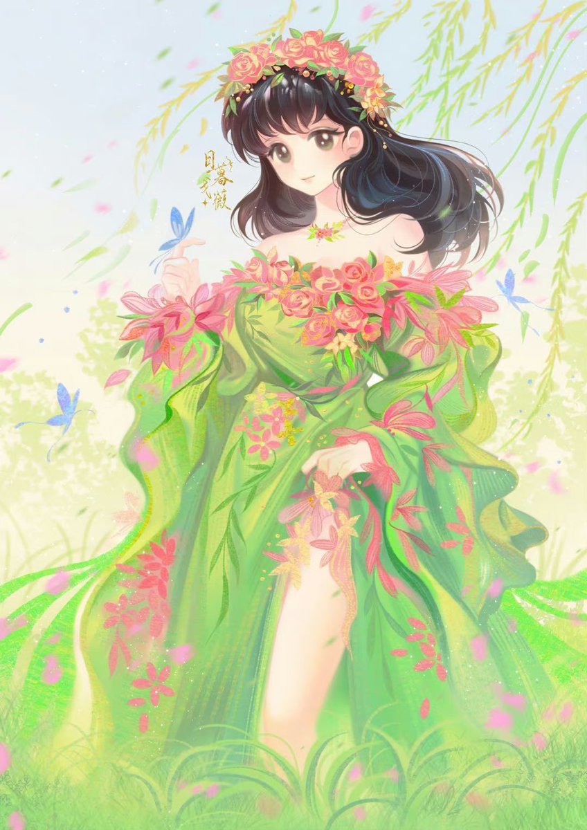 【#日暮戈薇0507生日快乐 倒计时22天】
#kagomebirthday 

芳菲次第谢幕时刻，绿野悄然铺陈生机。
兰溪捎走浮华心事，初夏等着她的蝉鸣。
晚风拉住了岁月裙裾，谁正为日暮浅吟？

绘师：空空肉肉肉   文案：阿林
链接：weibo.com/2573213533/489…

#犬夜叉 
#日暮かごめ