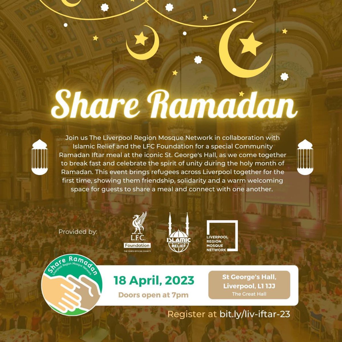 Join us for iftar at St George’s Hall see image for more information.