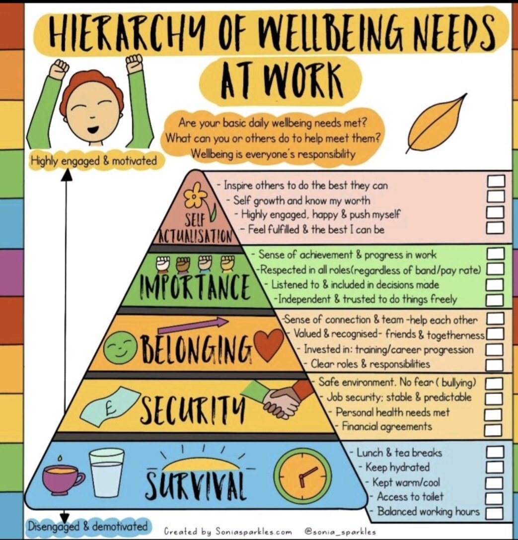 Such a beautiful, relevant visual representation of what exactly an employee needs to thrive in the workplace. We often focus on outputs, but we forget that a holistic approach to employee wellbeing is necessary to make sure everyone is doing / being their best #BelongingAtWork