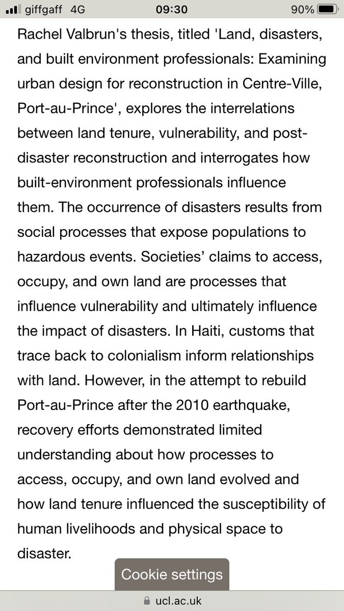 hermionemiao's tweet photo. Saturday starts with @DecoloniseGeog at #GAConf23 
Reading the case study on #Haiti 🇭🇹 

It reminds me of my wonderful friend who wrote her PhD thesis (defended in 2022) about environmental designs to rebuild Port-au-Prince after the 2010 earthquake. #collaboration #geographies https://t.co/ZybyEhUjTs