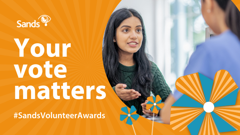 📣 Last chance to nominate a Sands volunteer 📣 

Voting closes tomorrow for this year's Sands Volunteer Awards, which will recognise Sands' most amazing volunteers in 9 categories 🏆 

Cast your vote today ➡️ sands.org.uk/volunteerawards 

#SandsVolunteerAwards #WeAreSands