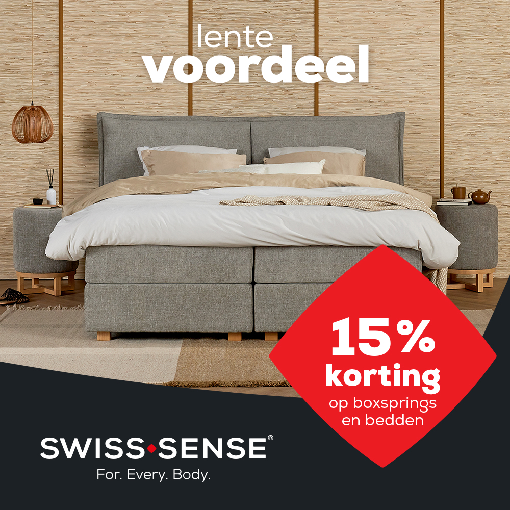 Lentevoordeel bij Swiss Sense! Profiteer van volop voordeel op boxsprings, bedden, matrassen en beddengoed.

swisssense.nl/actie