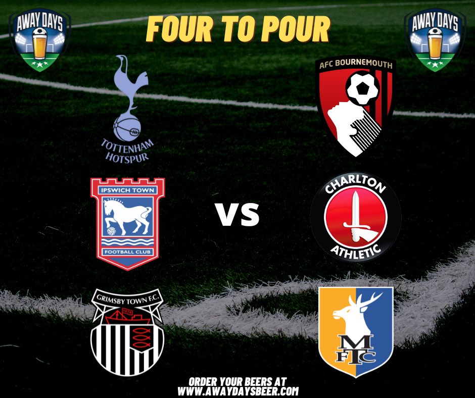 🍺 FOUR TO POUR ⚽️

PREDICT THE SCORES = WIN BEER 🔥

⬇️ TO ENTER ⬇️

Follow Our Page ✅ 
Predict The Scores ⚽️
Hit Retweet ♻️

Winner selected at random from correct predictions 🍻

🍺 SUPPORT US &amp; GRAB SOME BEERS HERE ➡️ awaydaysbeer.com

UK 18+🔞

#FourToPour #itfc