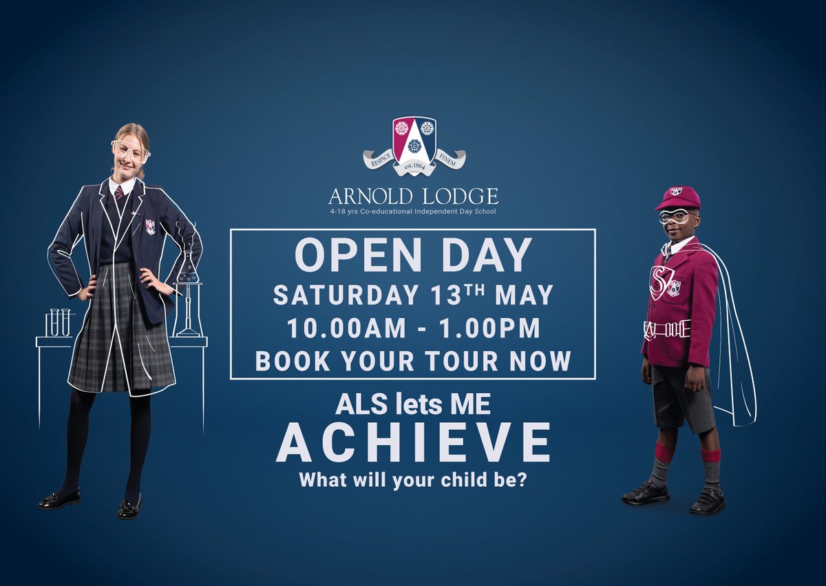 Our whole school Open Day is coming up on Saturday 13th May! 📣

We believe that there is no better way for you to find out about and discover Arnold Lodge than by coming to visit us. 
Book your place at the link below! 👇👇👇

ow.ly/mt5m50NH4W4

#ALSLetsMe #OpenDay