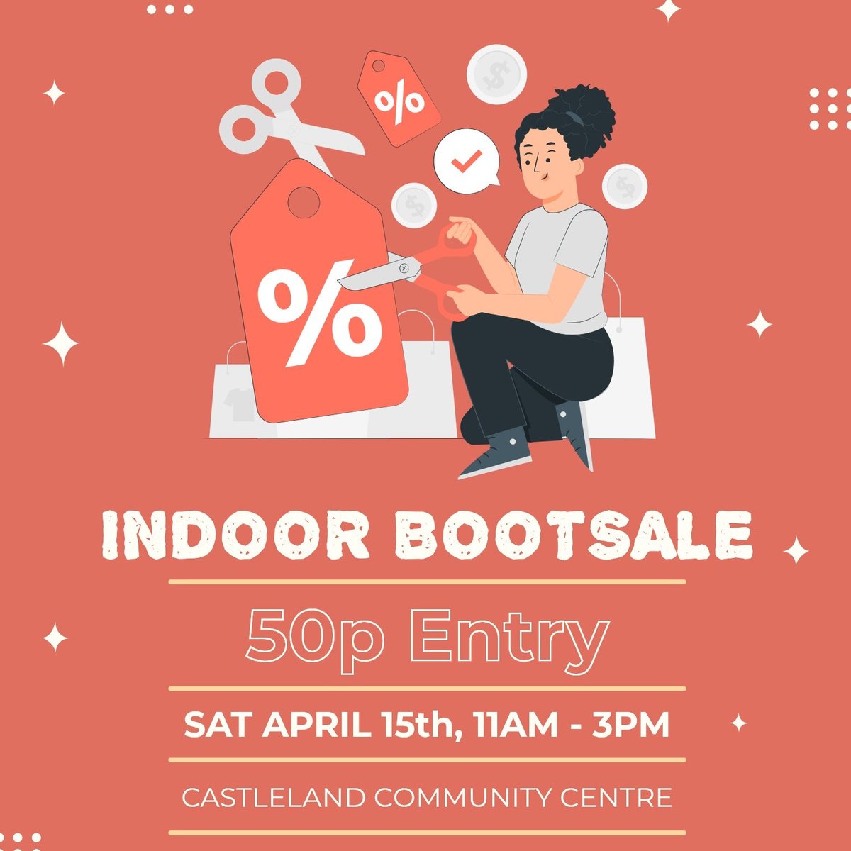 RT CastlelandBarry "Our Indoor #bootsale opens at 11am today 🛒

All selling table slots have been taken so there should be a nice selection of items and #bargains to be had.

There will also be some light refreshments available so if you fancy a deal… "