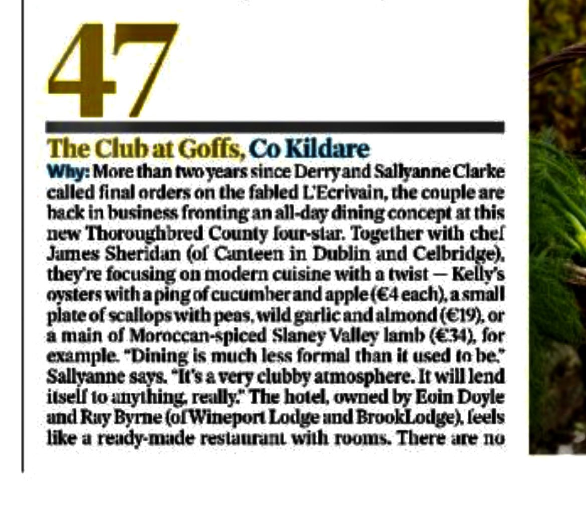 TheClubatGoffs's tweet photo. Wow! We’re in the #indofab50 club of best places to stay in 2023! Thank you @poloconghaile @Nicola_Brady https://t.co/FQiTOePZSZ