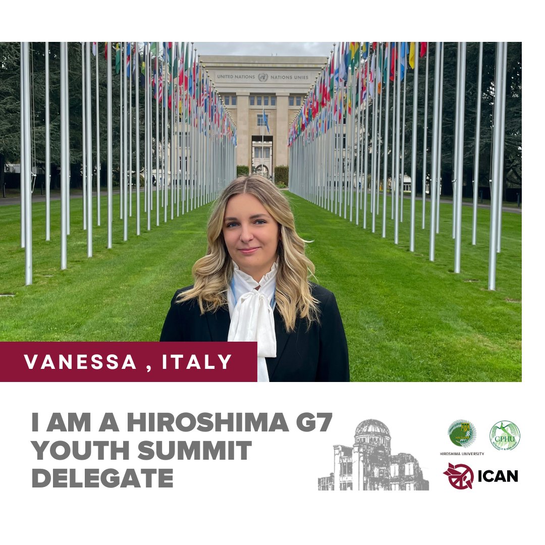 I have been selected as one of the 🇮🇹 delegates to join the Hiroshima G7 Youth Summit. I will meet and learn from those who miraculously lived through the bombings of Hiroshima and Nagasaki, the Hibakusha, and more!

#NuclearBan #Youth4Disarmament #Youth4TPNW #ICAN #disarmament
