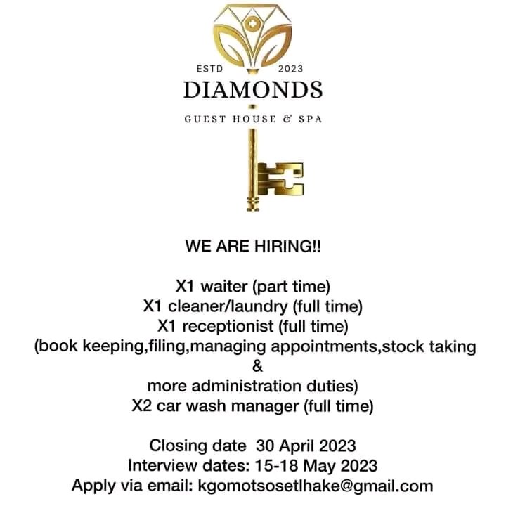 Carol B. Mashudu 🇿🇦 on Twitter "We are hiring the following 🔹Waiter