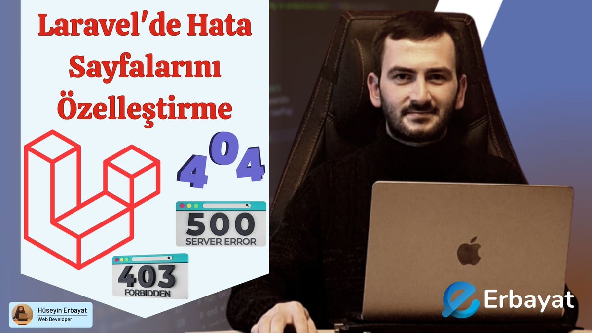 huseyinerbayat's tweet image. Laravel'de Hata Sayfalarını Özelleştirme | 403, 404 ve 500 Sayfasını Özelleştirme
youtu.be/yGJ2tc5T1tM
#laravel #laravel10 #laravel9