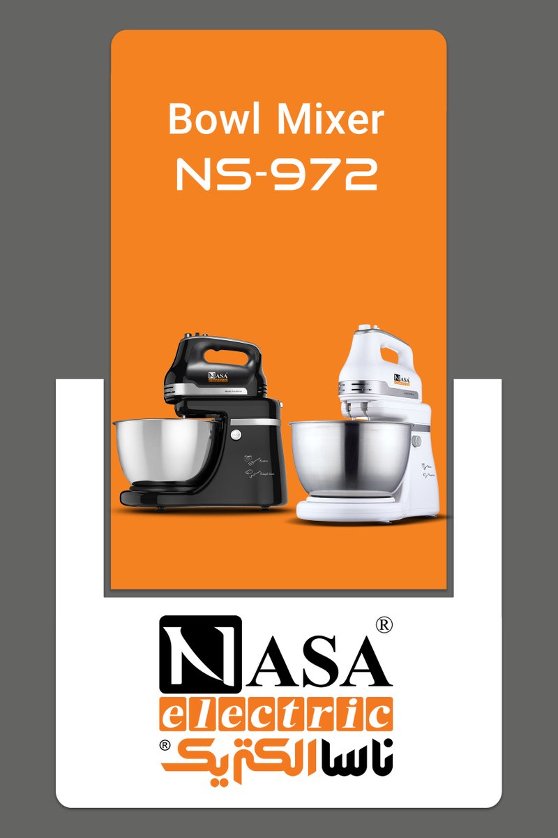 همزن کاسه‌دار چرخشی ناسا الکتریک NS-972
حداکثر توان مصرفی 800 وات
کاسه استیل با ظرفیت 4 لیتر
پیج سرعته همراه با عملکرد پالس
عملکرد چرخشی پایه بصورت سه بعدی
میله‌های همزن و خمیرزن
در دو رنگ مشکی و سفید
دارای پایه‌ی ضد لغزش
nasa-electric.com/Mixer/mixer-ns…