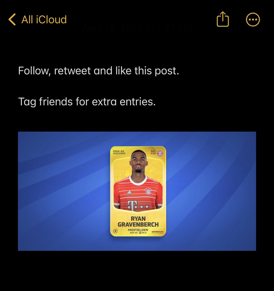 itsampera's tweet photo. Who needs Ryan Gravenberch limited card? https://t.co/DLN8bpGDzT