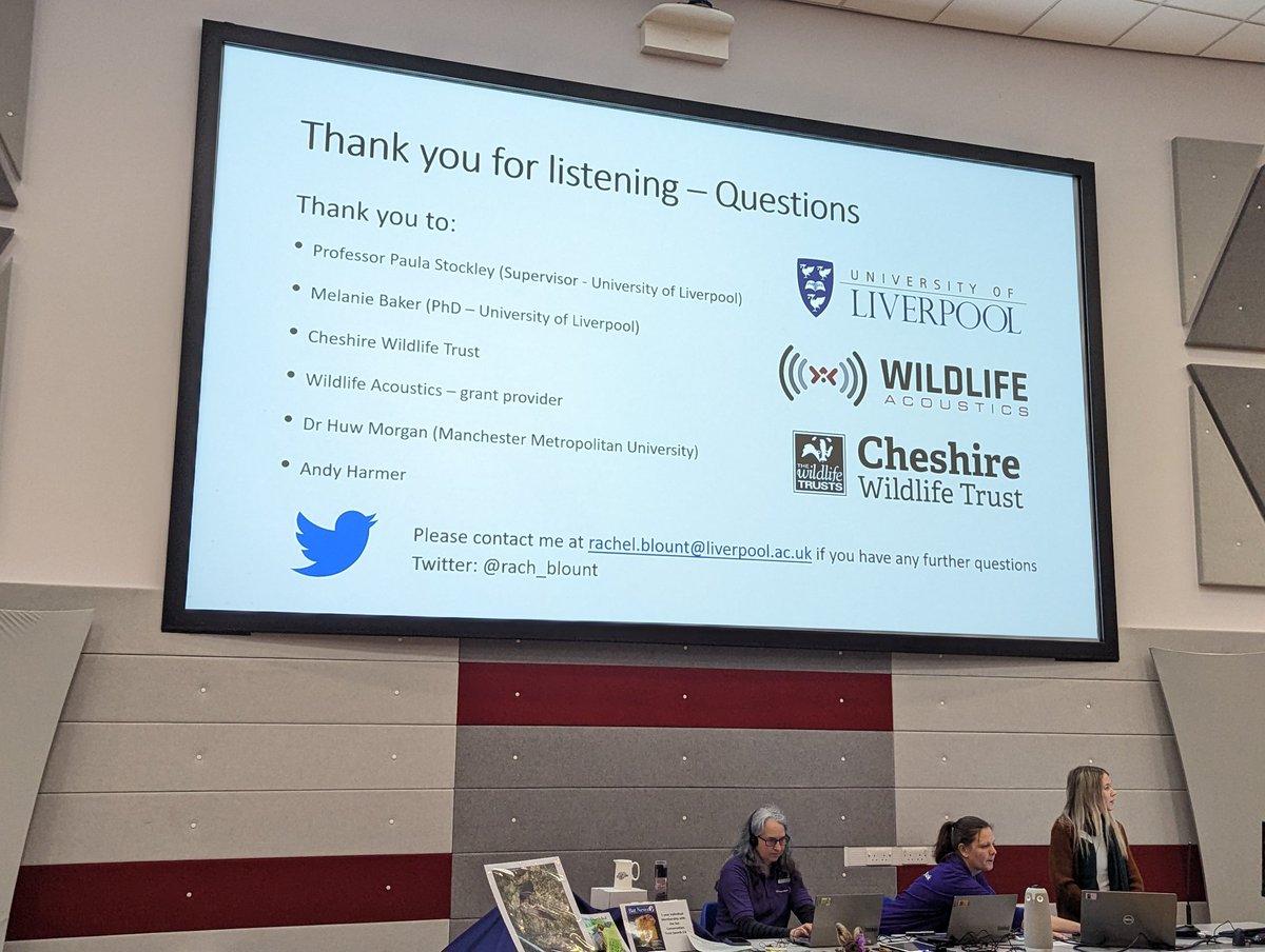 Very interesting talk from @rach_blount about the impacts of beaver reintroductions on bat activity. It seems that soprano pip numbers increase but Daubs fall (they don't like all the pond weed!). Also great to see a roost they found in a small rowan using thermal cam
#NatBatConf