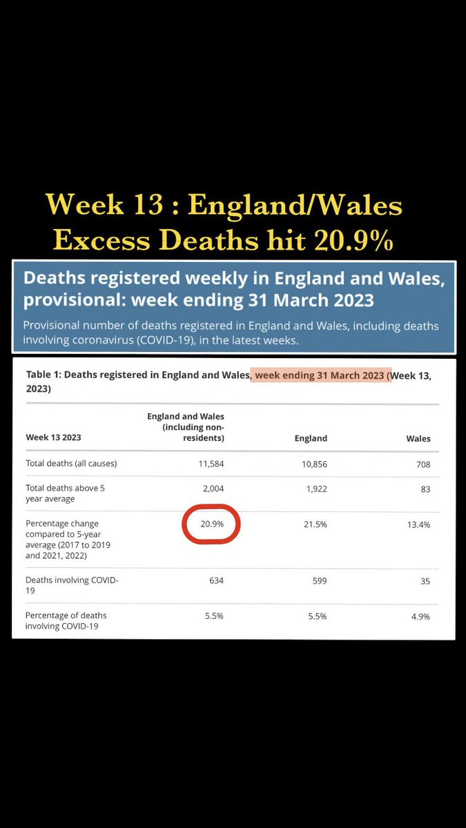 BREAKING: Just released English data records Excess Deaths surging 20.9% for week ending 31 March.

ons.gov.uk/peoplepopulati……

God help us