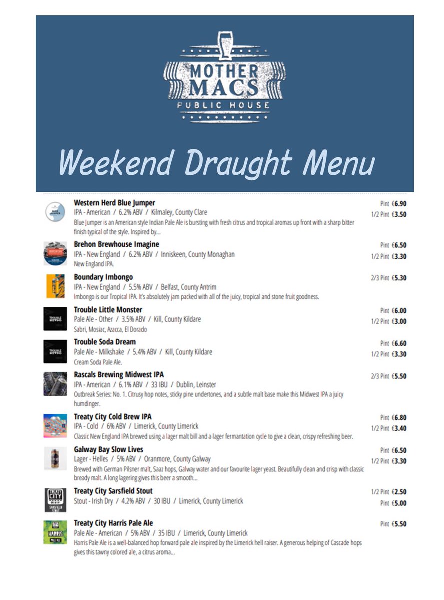 mothermacspub's tweet photo. #weekendbeer
#mothers #mothermacs #motherspick https://t.co/TKS1wMNuQU