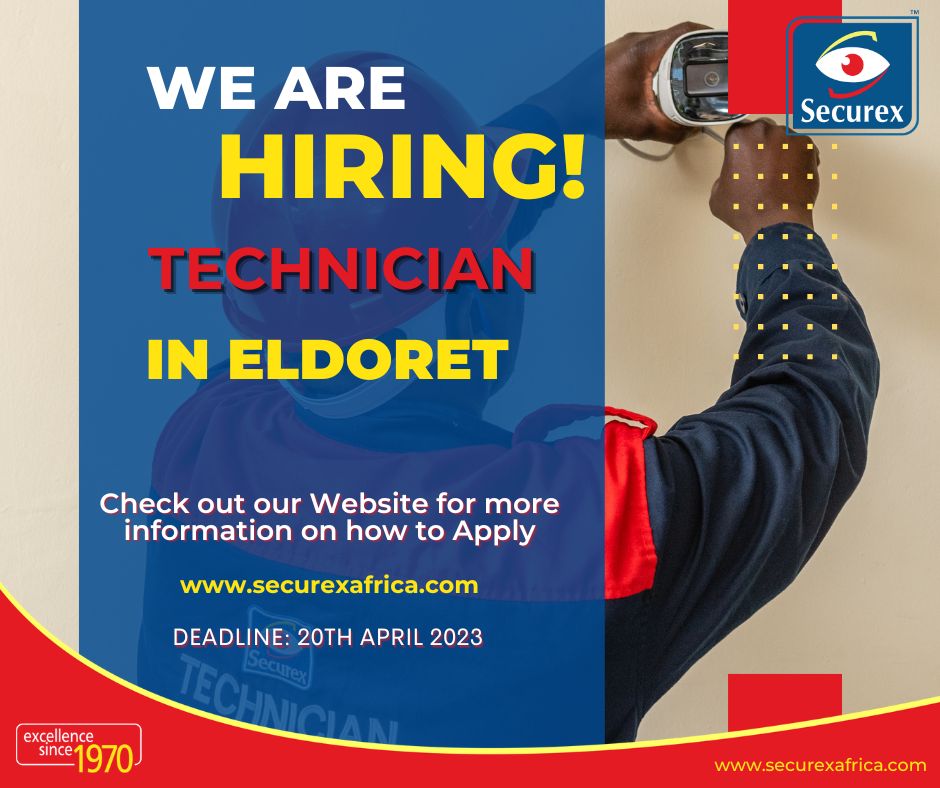 SecurexEA's tweet photo. Are you a problem solver with a knack for fixing things? If yes, we are looking for you. We are #hiring a technician to join our team in Eldoret. Click on the link for more information on how to apply https://t.co/PrOv1kOqEm

#WeareHiring #IkoKaziKE #SafewithSecurex https://t.co/IZ3YSWRFCO