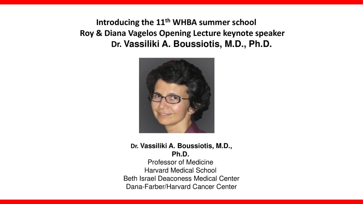 WHBA1990's tweet photo. Counting days to May 14 and the WHBA Summer School 2023!
Looking forward to welcoming Professor Vassiliki A. Boussiotis for the opening keynote lecture.
#whba
#summer_school https://t.co/VkUWwiTacm