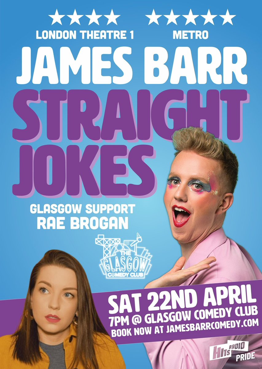 jamesbarrcomedy's tweet photo. Next Saturday 🏴󠁧󠁢󠁳󠁣󠁴󠁿 !!! I’m playing my first and only Scottish show this month at @GlaComedyClub 😜 ! 

First time ever in Glasgow and I cannie wait! Come to my show pls x x 

https://t.co/HJyobI2jAT @raebrogan @NancyClench https://t.co/fmTWj68WBp