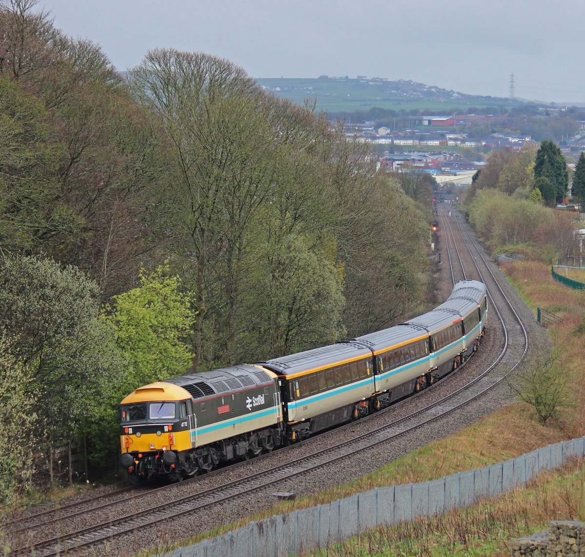 47712 pushes the train into Blackburn at Brownhill with the returning Carlisle-Crewe charter on Friday 14/04/23. #class47 #ladydianaspencer