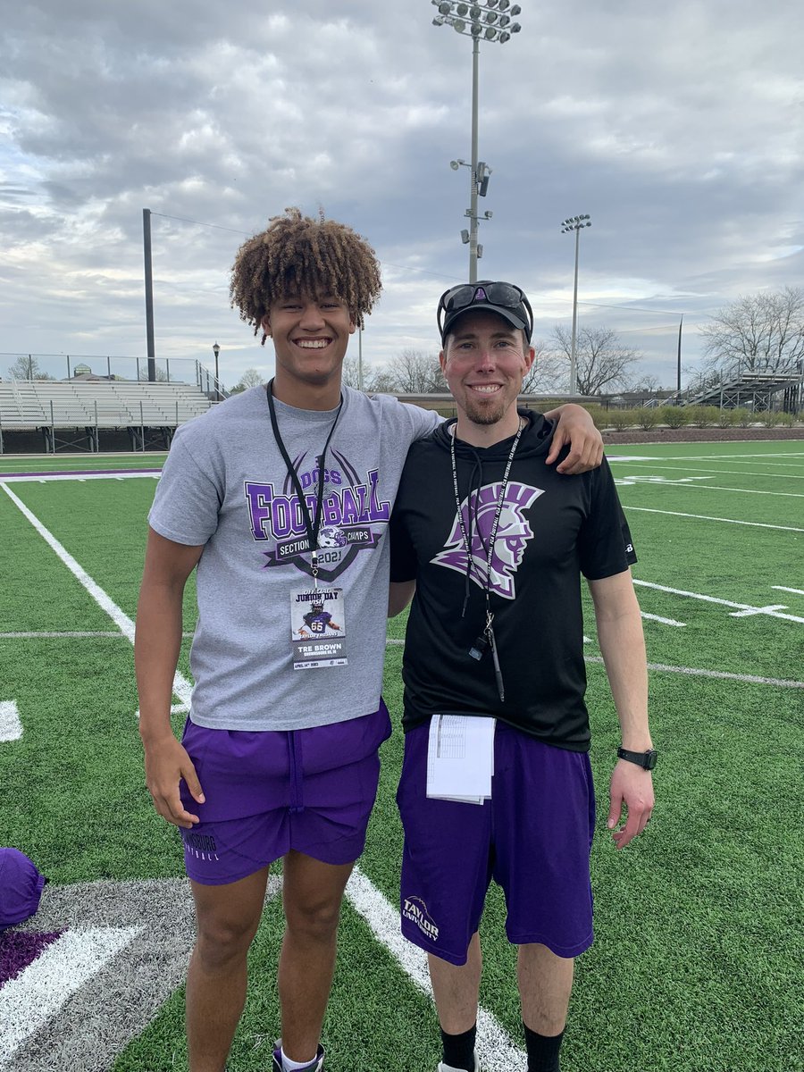 Tre_Brown24's tweet photo. Had a great time at @taylor_football yesterday! Thank you to the coaching staff for a special day! @CoachSincere @Coach_Flannery @CoachWhitaker1 @Coach_Mingo https://t.co/wq42CRCuEC