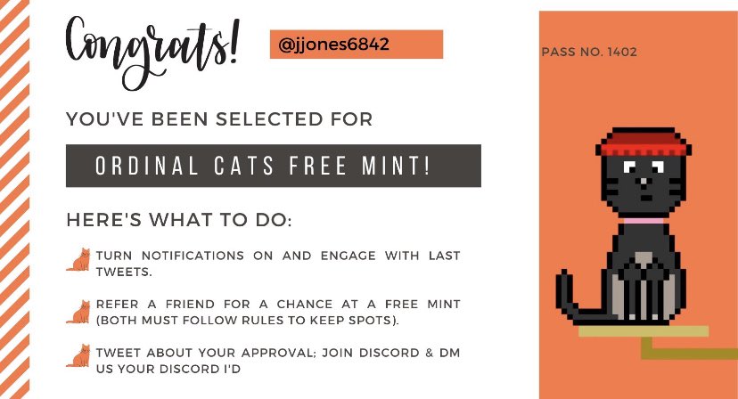 jjones6842's tweet photo. I made the @OrdinalsCats #CatList🥳🥳🥳🥳 https://t.co/G0Q9gxDMZd