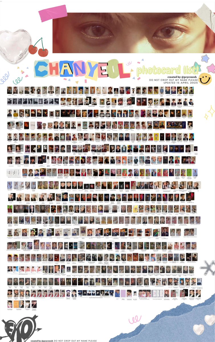 pcycreesh's tweet photo. 엑소 찬열 포카리스트
 EXO CHANYEOL PHOTOCARD LIST

˚ ༘♡🍒˚ Updated 15 April 2023 ˚ ༘ ᵕ̈ ☁️

Everyone can use freely. Please don’t crop out the credits.

HD quality → https://t.co/pdUOJv6O0E

@weareoneEXO  #EXO #엑소 #CHANYEOL #찬열 #포카 https://t.co/YSpmkNFKf2