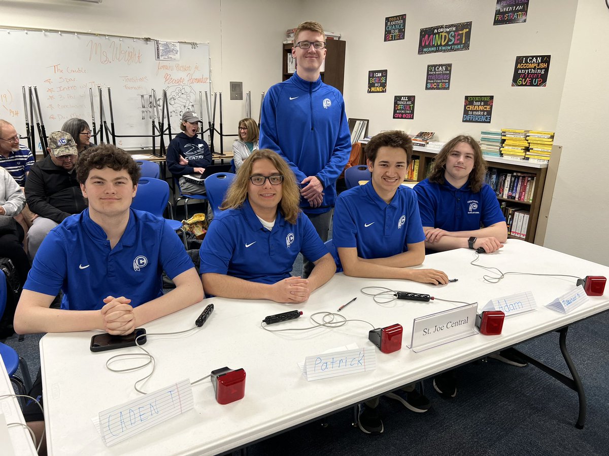Competing at the MSHSAA Class 6 District 8 Scholar Bowl Tournament at Oak Park today. 3 rounds of prelims and then a final four bracket this afternoon.