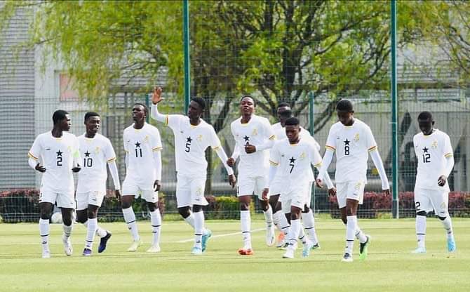 The Black Starlets beat Spain 3-2 and currently lead the UEFA Development U-16 standings. Ghana ended the game with nine men.