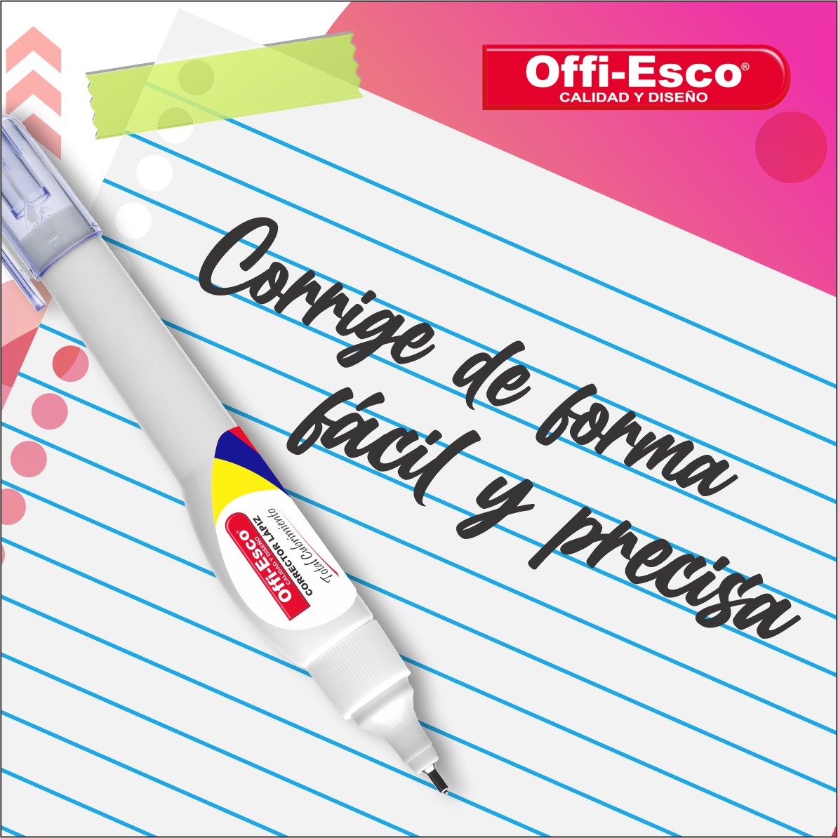 OffiEsco's tweet image. ¿Quieres un #corrector de lápiz con #cubrimiento total? El corrector de lápiz #Offiesco es el indicado para ti. #suavidad al presionar su cuerpo, secado rápido, facíl deslizamiento y punta #roller te permitirán una cobertura completa. #OE250 #OE251 #ExigeElOriginal