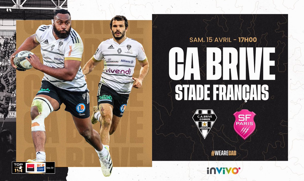 CABCLRUGBY's tweet image. 🔔 𝑪'𝒆𝒔𝒕 𝒑𝒂𝒓𝒕𝒊 𝒂𝒖 𝑺𝒕𝒂𝒅𝒊𝒖𝒎 entre le CA Brive et le Stade Français !
#WEARECAB #CABSFP