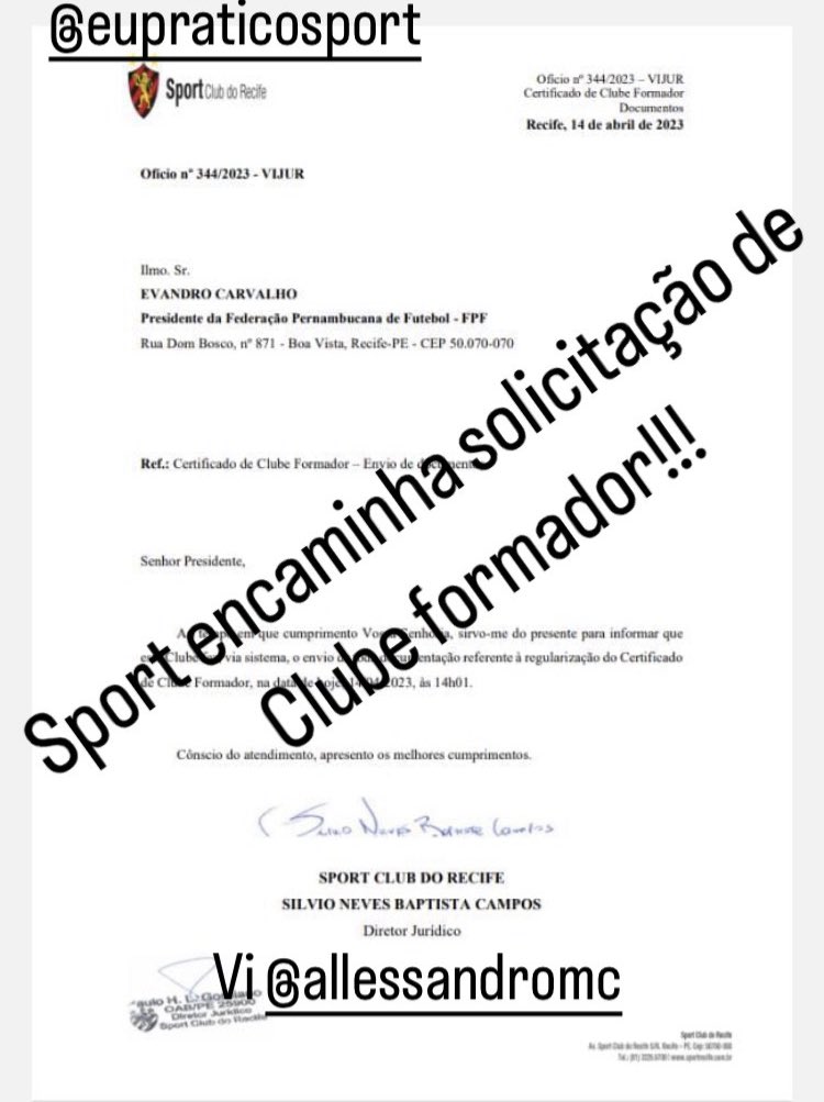 alessandromc's tweet photo. Boa notícia! @sportrecife solicita o selo de clube formador!!! @fpfpe @EuPraticoSport https://t.co/D8oOOuPEoe