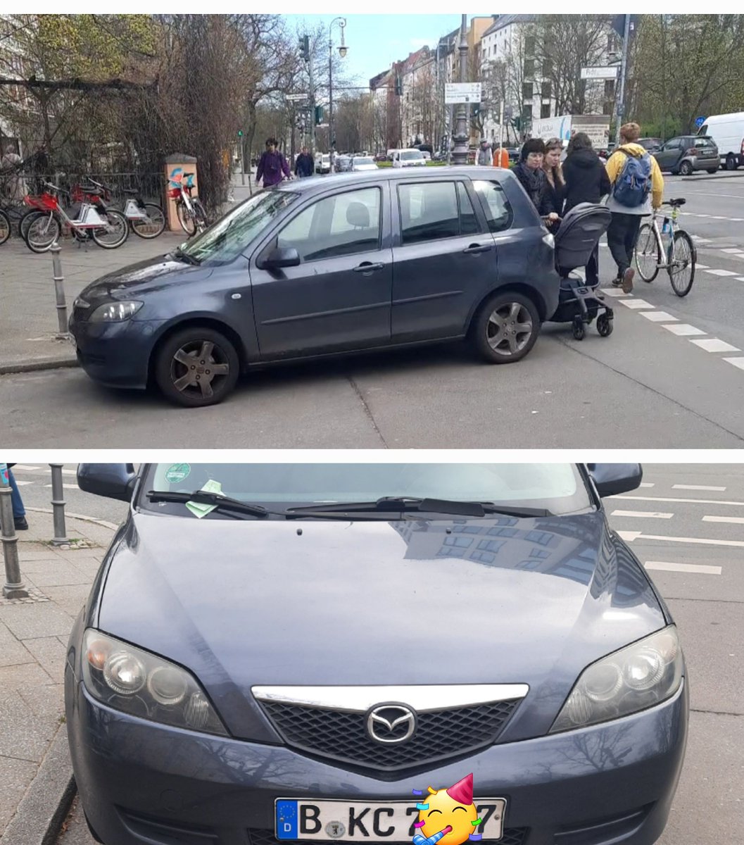 Lilithone's tweet photo. Und Zack, kaum ist das letzte Blech abgeschleppt, blockiert das nächste die Fußgängerfurt. 🙄 
#Autoproblem  
Hier: Kreuzberg !B https://t.co/zy4B5DoFXX