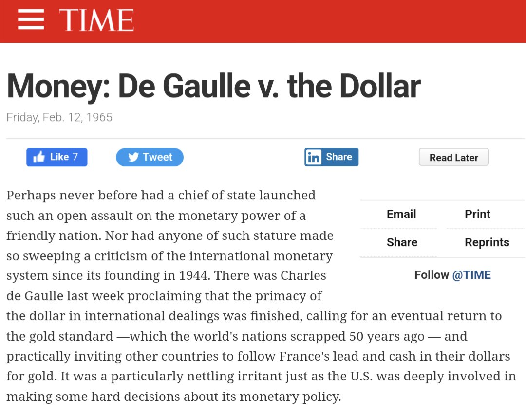 P_DiddyBarkio's tweet photo. Anyone looking for a stroll through Time? This article from 1965 might put some perspective on current events - specifically regarding the end of the US dollar, BRICS, WRC, #ExorbitantPrivilege, and the closing of the #gold window.
🔻
https://t.co/KBdigDSecg
🔺 https://t.co/gWXe7KD534