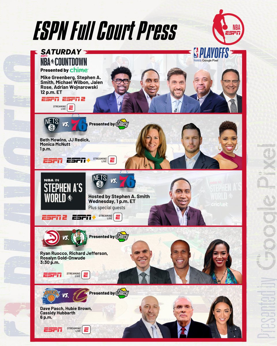 ESPN PR on Twitter "Saturday, ESPNNBA tips off its NBAPlayoffs