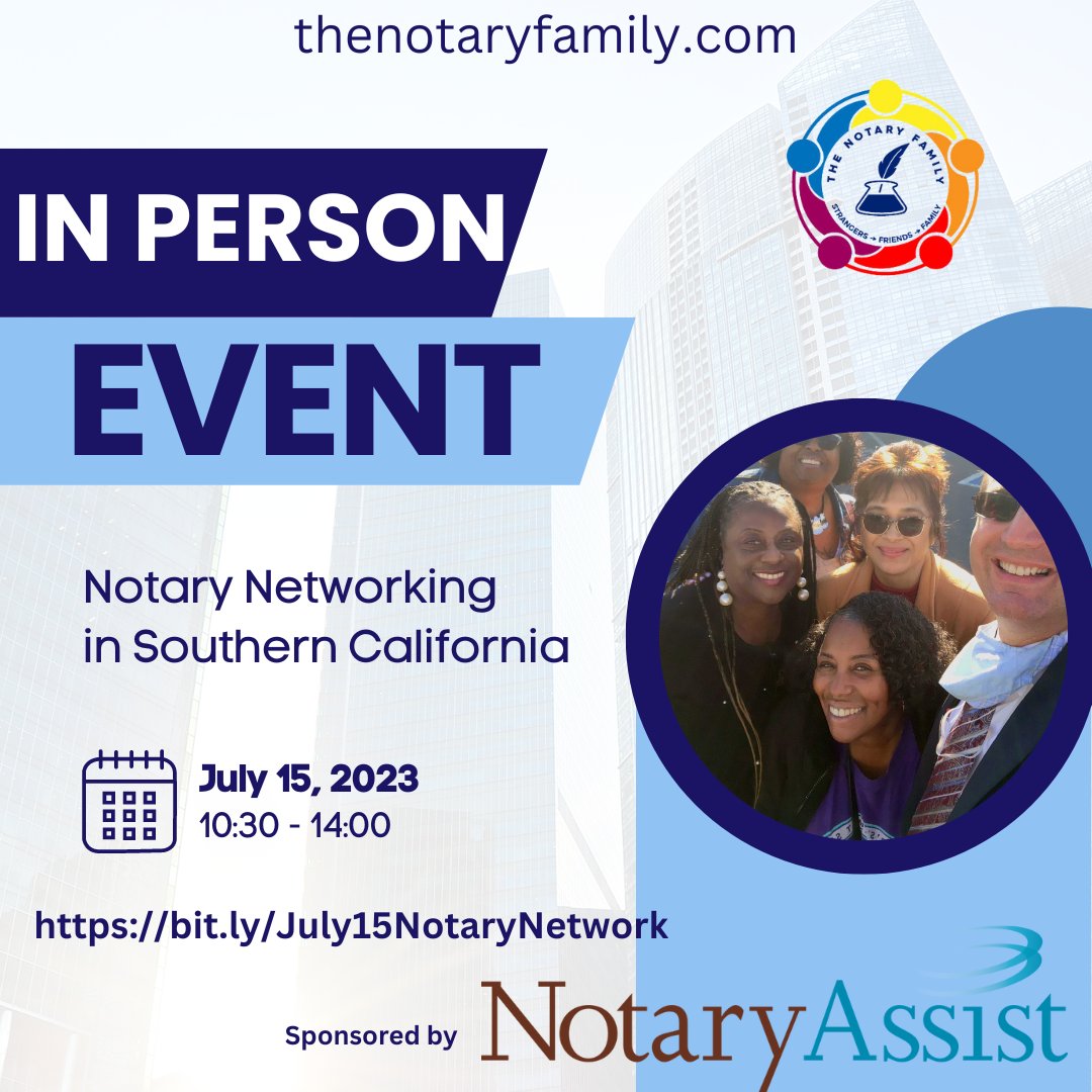Acmenotary1's tweet photo. Come join us if you find yourself near Long Beach on July 15th.  This is a time to build lasting relationships with fellow notaries in your area. Register now as space is limited. https://t.co/A0DNogzzzJ https://t.co/CKTvHYtFr7