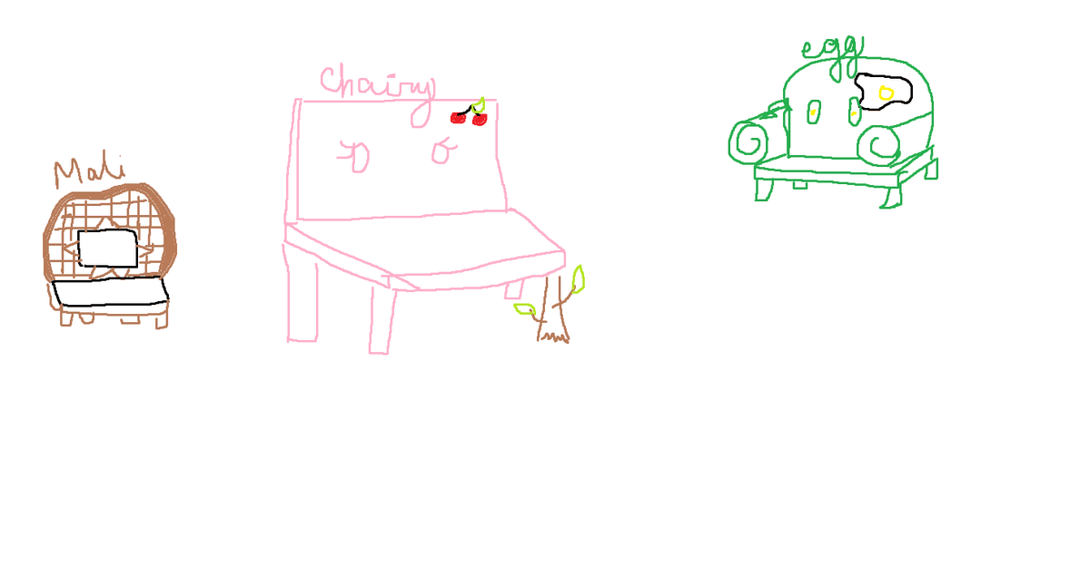 sinarynn's tweet photo. this is my contribution to #Chairsona 

(chairy is mine and mali and egg are community members) https://t.co/nYcSVkTigx